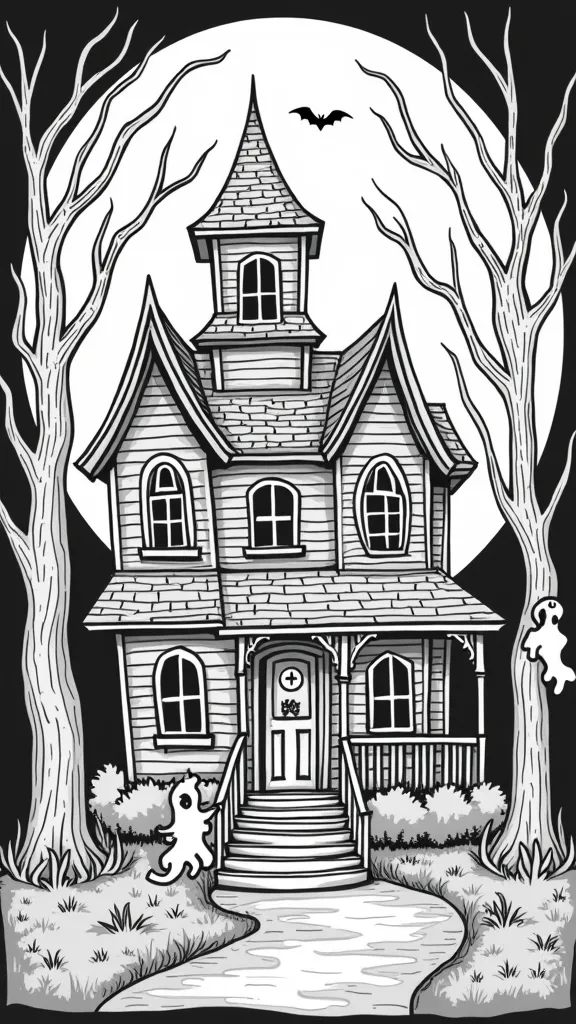 haunted house coloring pages printables